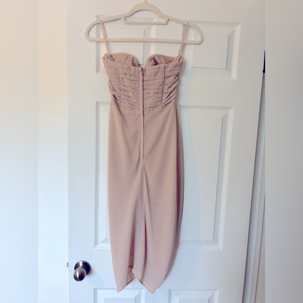 HM NUDE RUFFLE STRAPLESS DRESS SIZE 6 - Picture 3 of 3